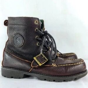 Polo Ralph Lauren Kid Boots Brown Leather Ranger Hi II Boots High Top Sz 5